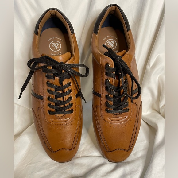 Thomas & Vine Mens Fenway Brown Leather Wingtip Lace-Up Oxfords Shoes NWT - Picture 2 of 7